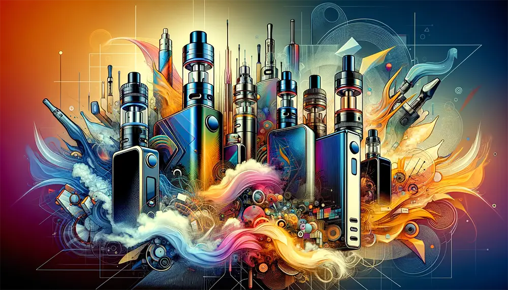 a variety of vaping devices emphasizing the theme of voltage customization