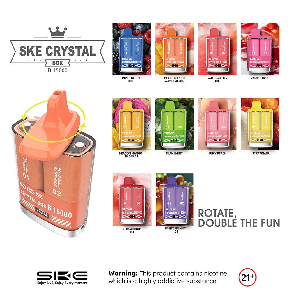 SKE Crystal Box Bi15000 Pod Vape Kit Flavors Available