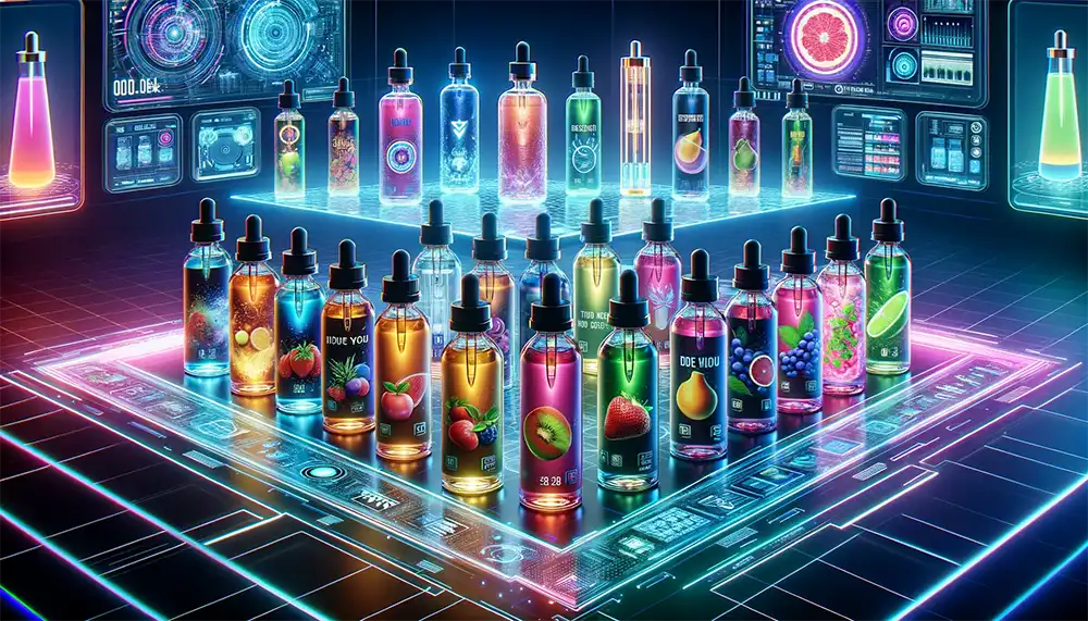 various flavored vape juices all containing vegetable glycerin