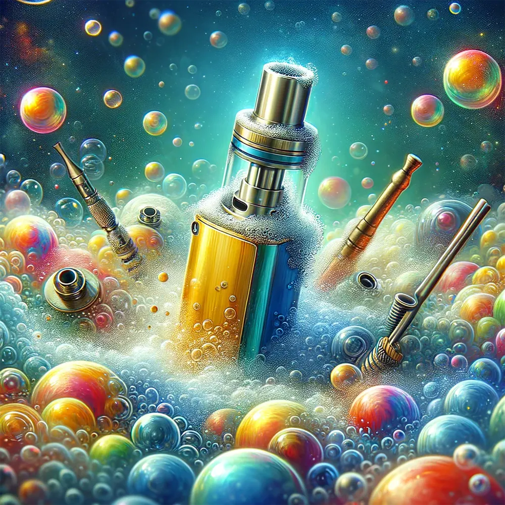 a vape atomizer surrounded by bubbles