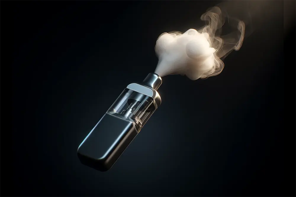 a vape pod emitting vapor from the mouthpiece