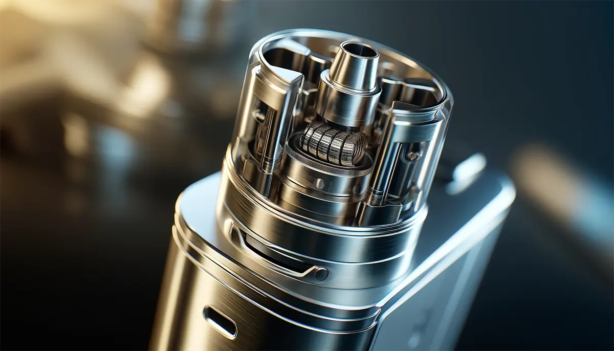 a high-end sub ohm vaping device with metallic body and low-resistance coil