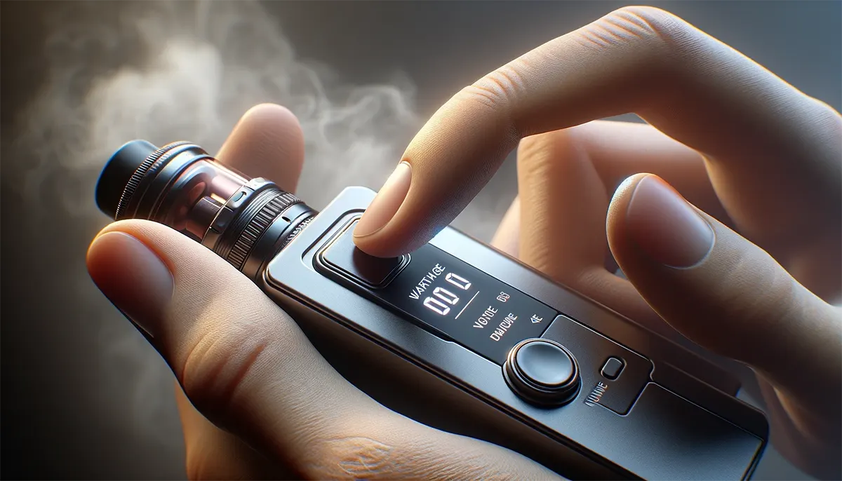 an adult vaper is adjusting the wattage on a vape device