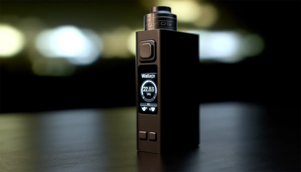 a digital vape mod displaying a customizable wattage screen