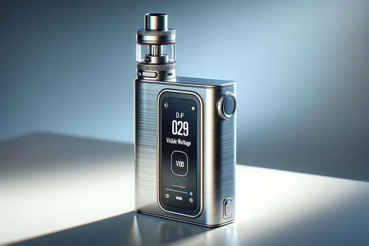 a modern vaping device displaying variable wattage settings on a digital screen