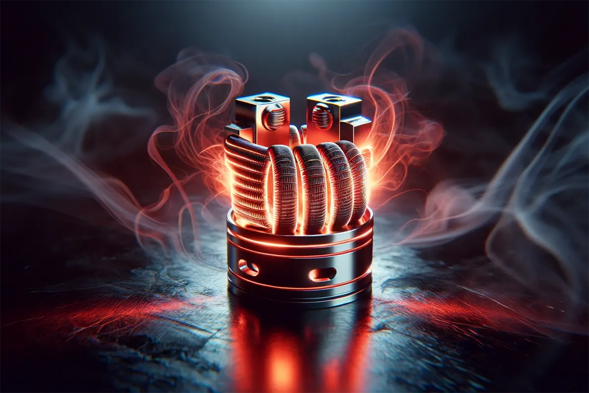 a vape coil glowing red with heat