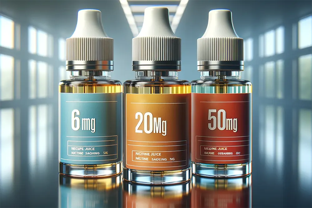 vape juices labeled with different nicotine strengths