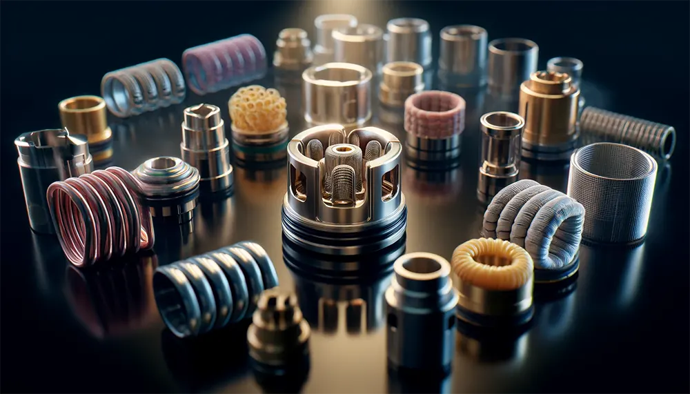 various types of vape coils with a prominent mesh coil