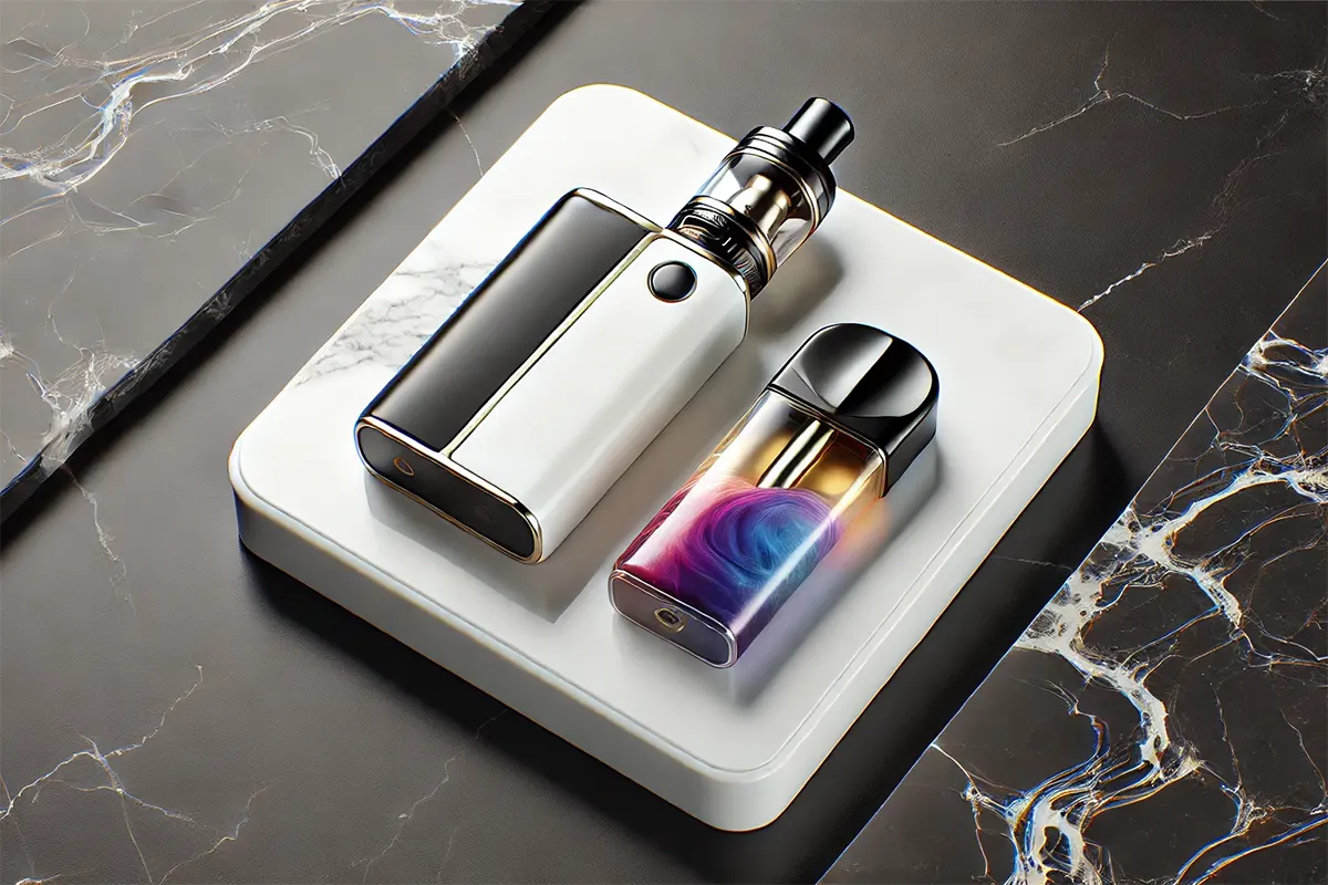 a pod mod vape device alongside a separate pod cartridge