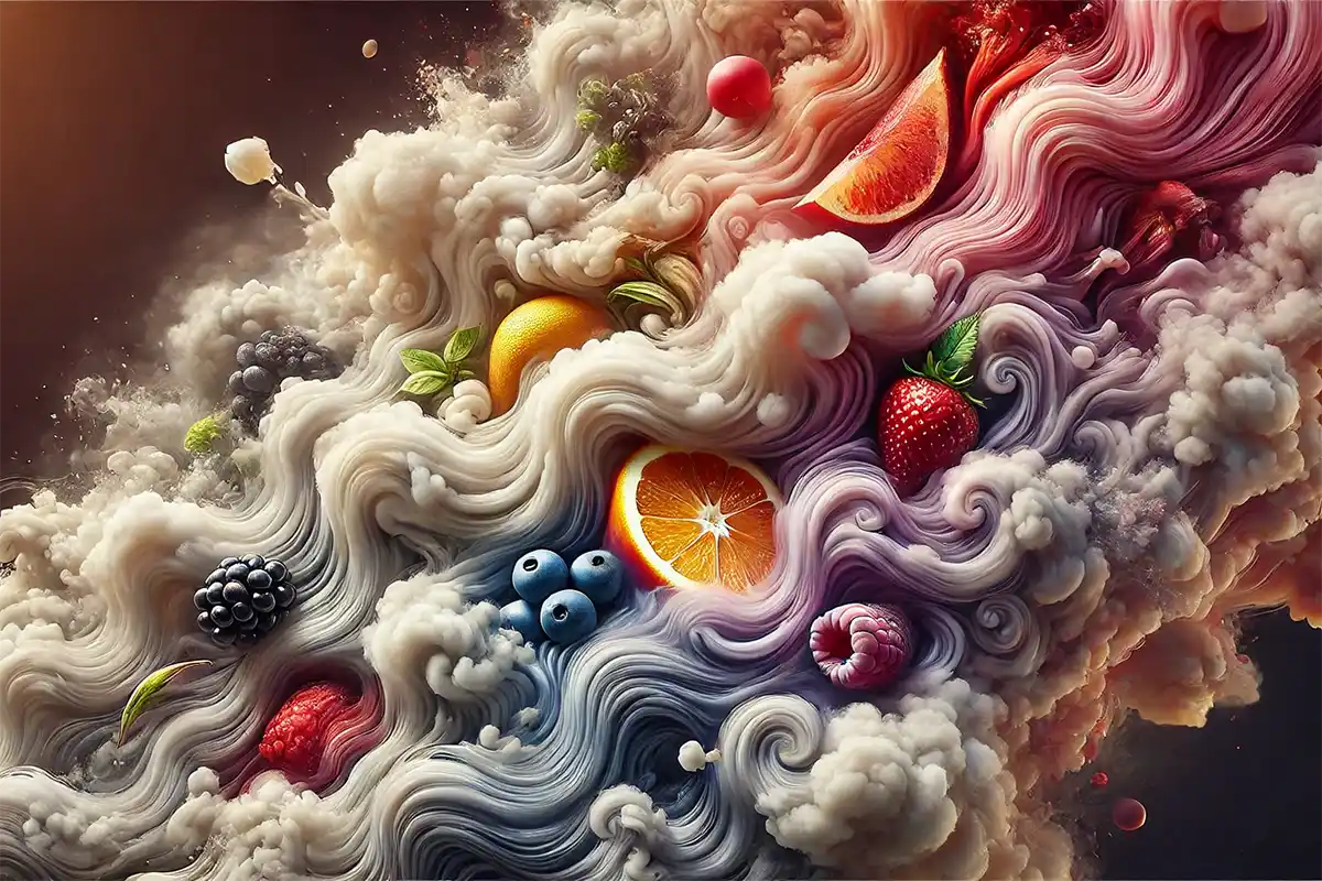 a hint of various fruit scents within the vapor clouds