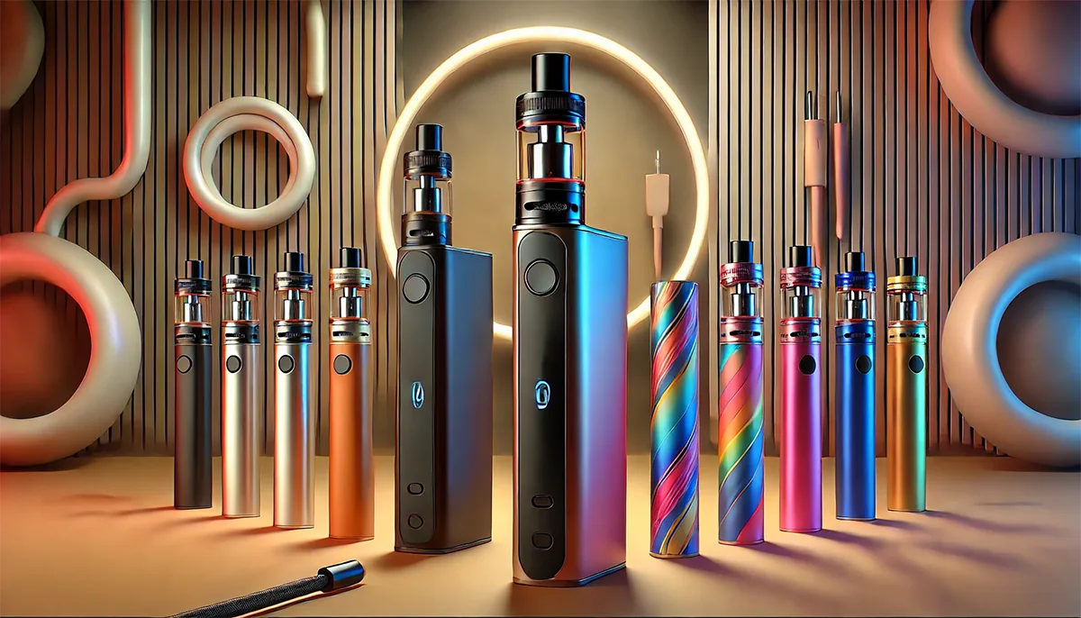 diverse rechargeable vapes and disposable vapes