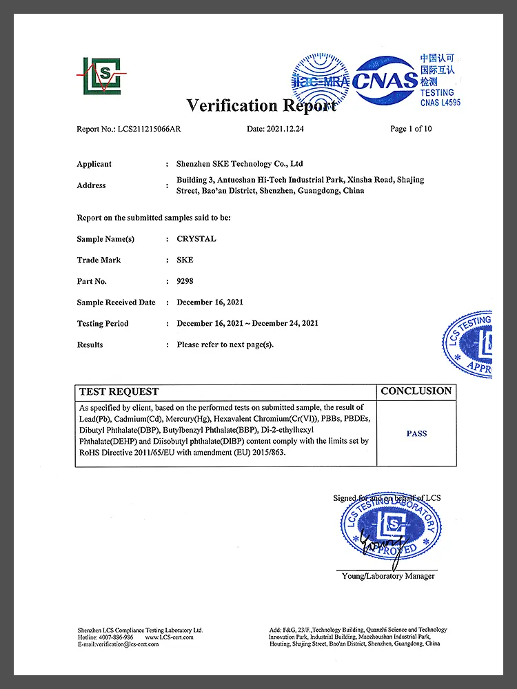 ROHS CERTIFICATE