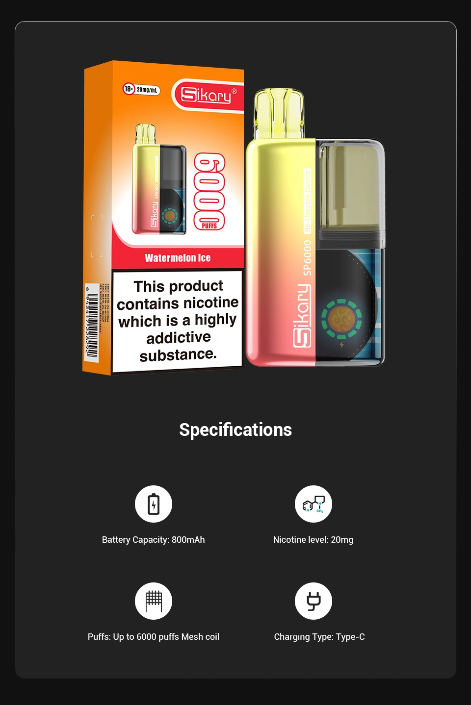 Sikary TAKO SP6000 Pod Kit